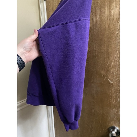 Vintage Banff Canada Vacation Sweater Purple Aqua Green Collar Embroidered Sz L - Picture 10 of 15